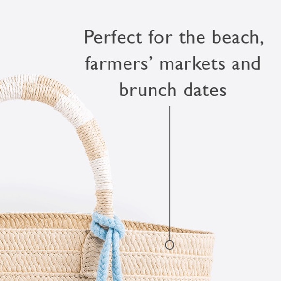 NWOT Altru Straw Tote Bag with Light Blue Tassels - Picture 5 of 7